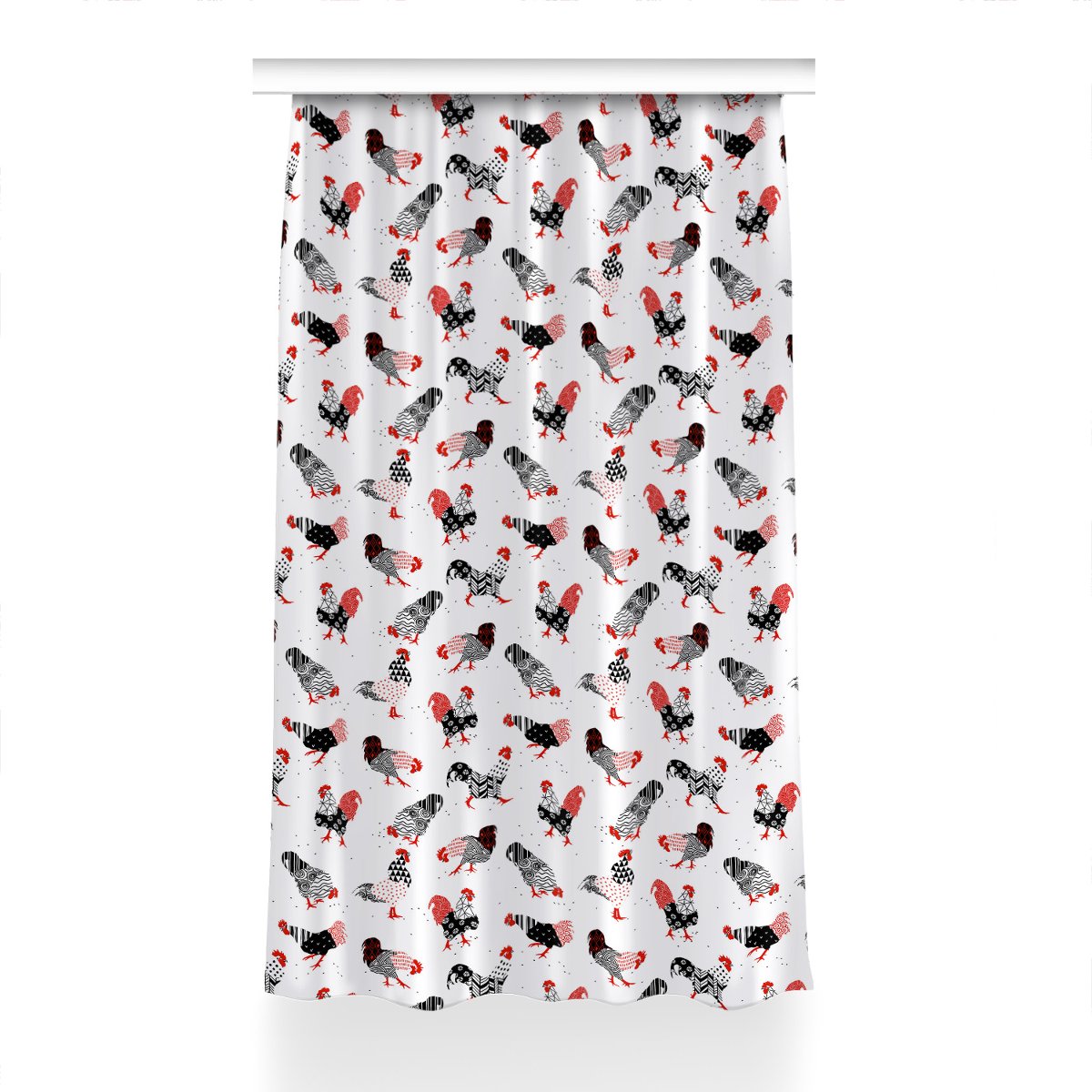 Gotowa zasłona na kółka Geometria koguty 150x230, Fabricsy