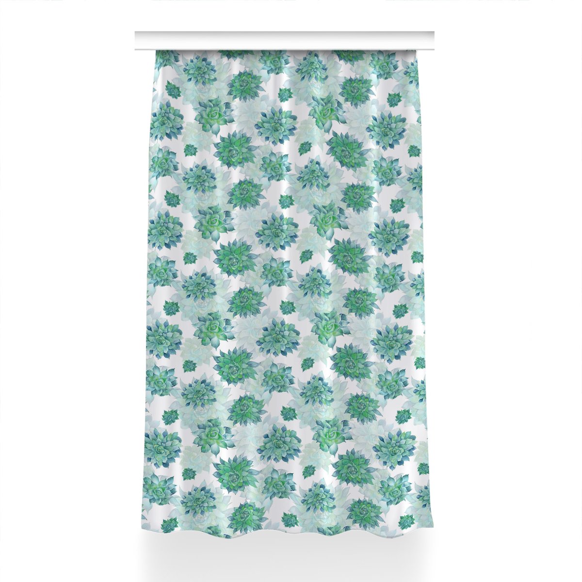 Gotowa zasłona na kółka Sukulenty wzór 150x230 cm, Fabricsy