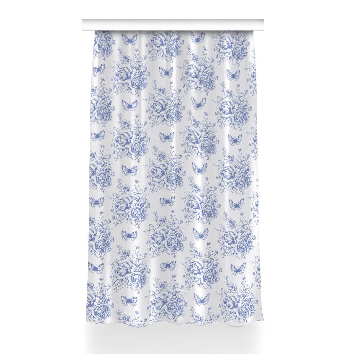 Gotowa zasłona z nadrukiem Motyle i kwiaty 150x230, Fabricsy