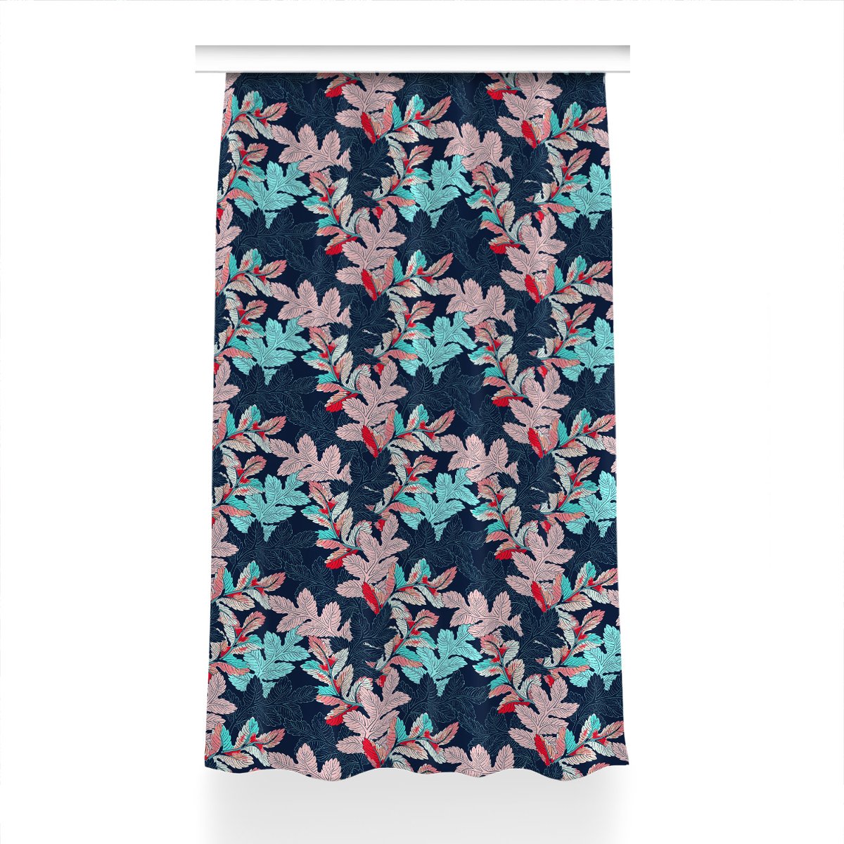 Zasłona z nadrukiem gotowa Liściasty wzór 150x230, Fabricsy