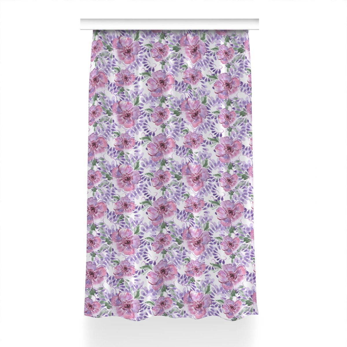 Gotowa zasłona na kółka Fioletowe kwiaty 150x230, Fabricsy