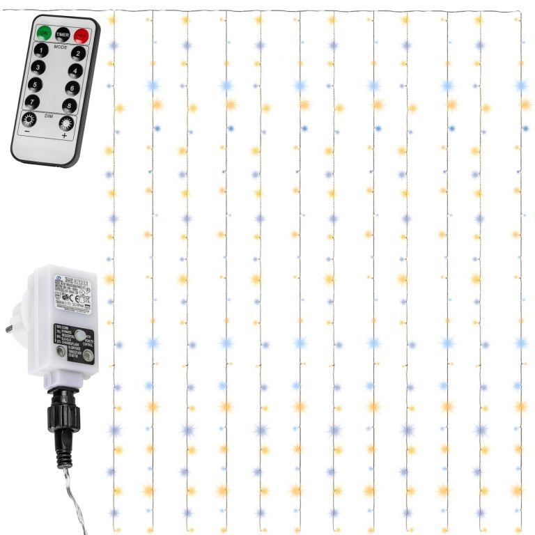 Kurtyna świetlna  300 LED - 3x3m, biały ciepły/zimny