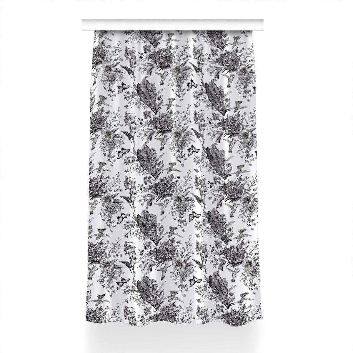 Gotowa zasłona na taśmę 150x230 Czarno-biały ogród, Fabricsy