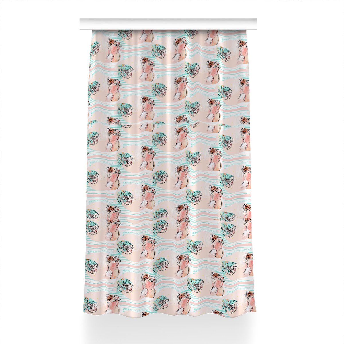 Kolorowa zasłona z nadrukiem 150x230 Różowe papugi, Fabricsy