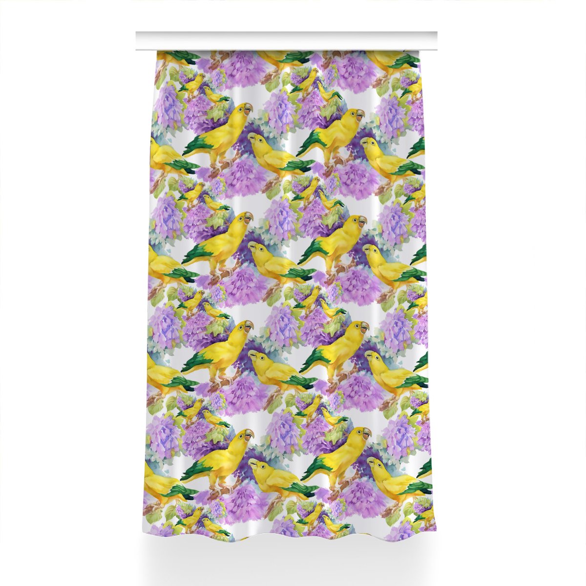 Gotowa zasłona na taśmę dekor 150x230 Żółte papugi, Fabricsy