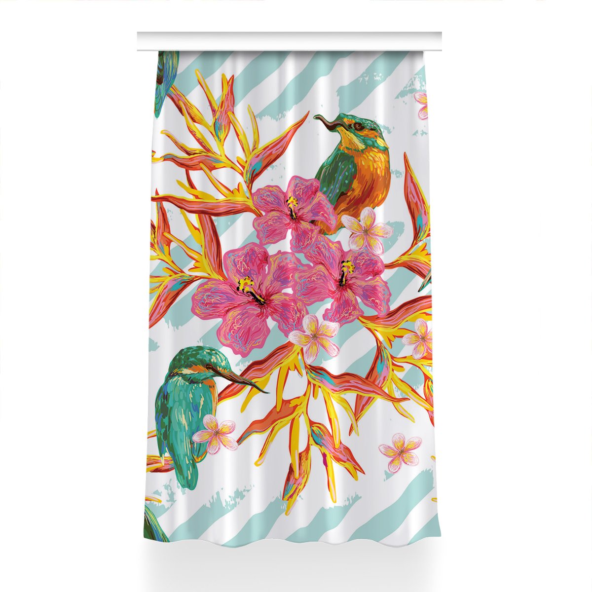 Klasyczna zasłona z nadrukiem 150x230 Letnie ptaki, Fabricsy