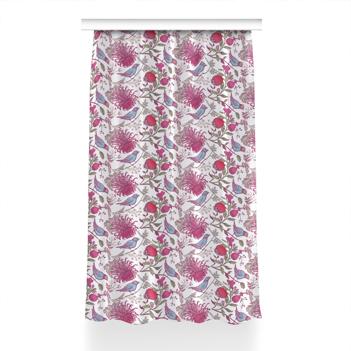 Zasłona klasyczna z grafiką 150x230 Ptaki i kwiaty, Fabricsy