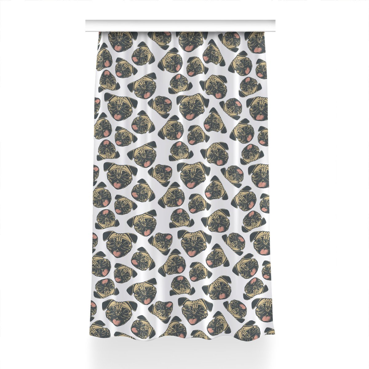 Gotowa zasłona na taśmę do sypialni 150x230 Mopsy, Fabricsy