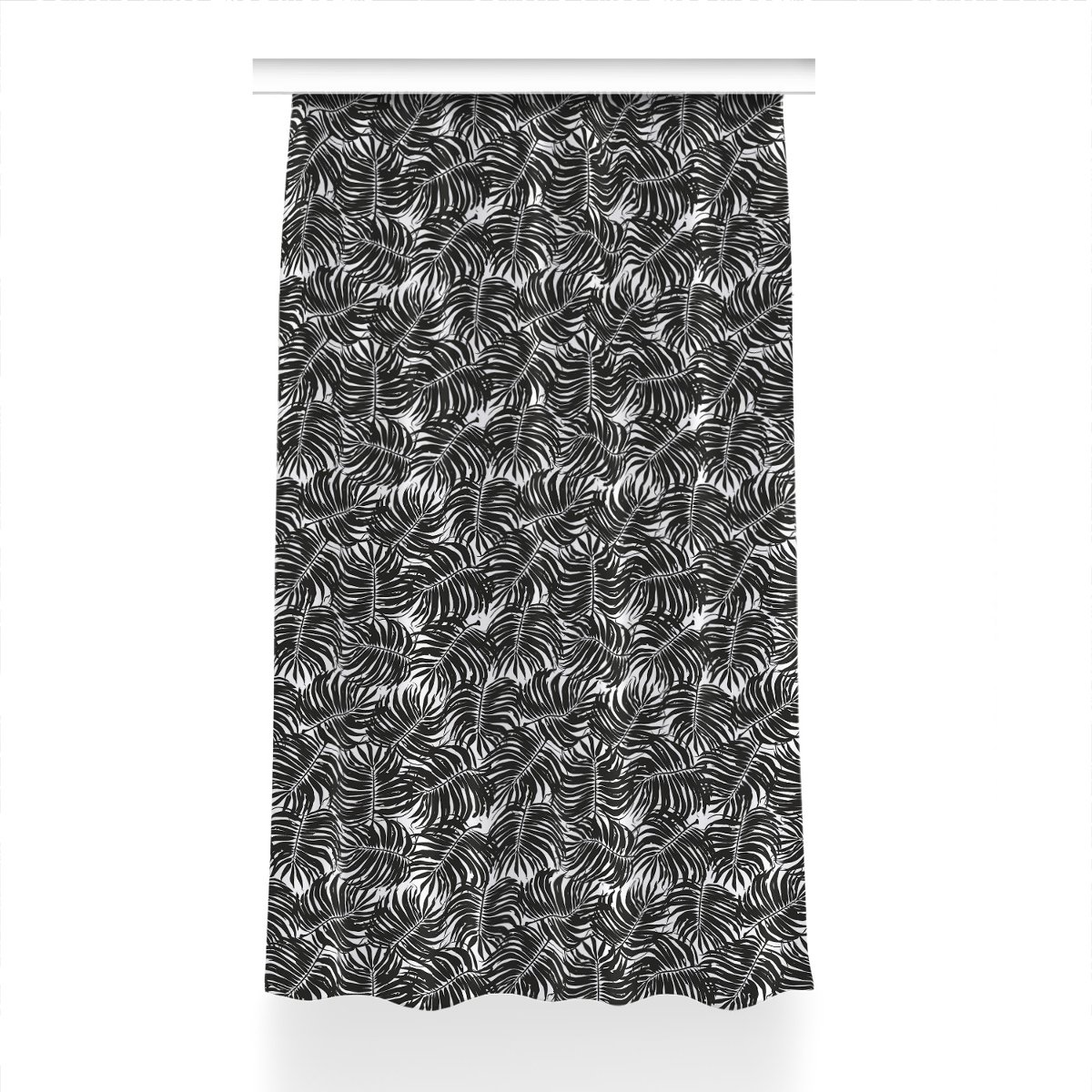 Gotowa zasłona na taśmę wzór 150x230 Czarne liście, Fabricsy