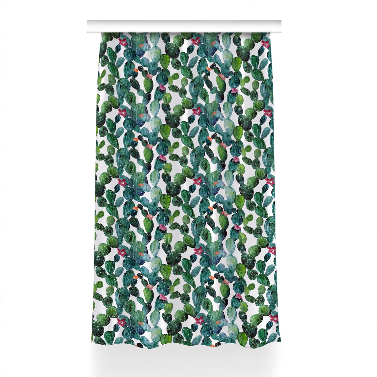 Gotowa zasłona wzór 150x230 cm Kaktusy z kwiatami, Fabricsy