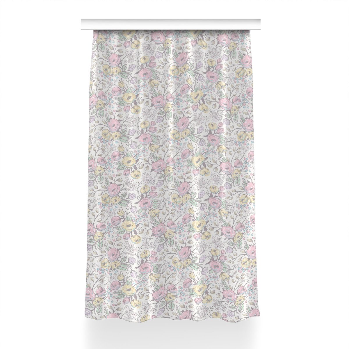 Gotowa zasłona z nadrukiem 150x230 Kolorowe kwiaty, Fabricsy