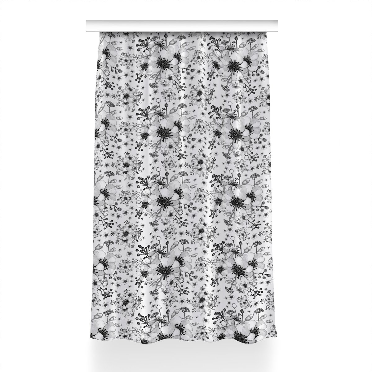 Gotowa zasłona na taśmę 150x230 Czarno-biały wzór, Fabricsy