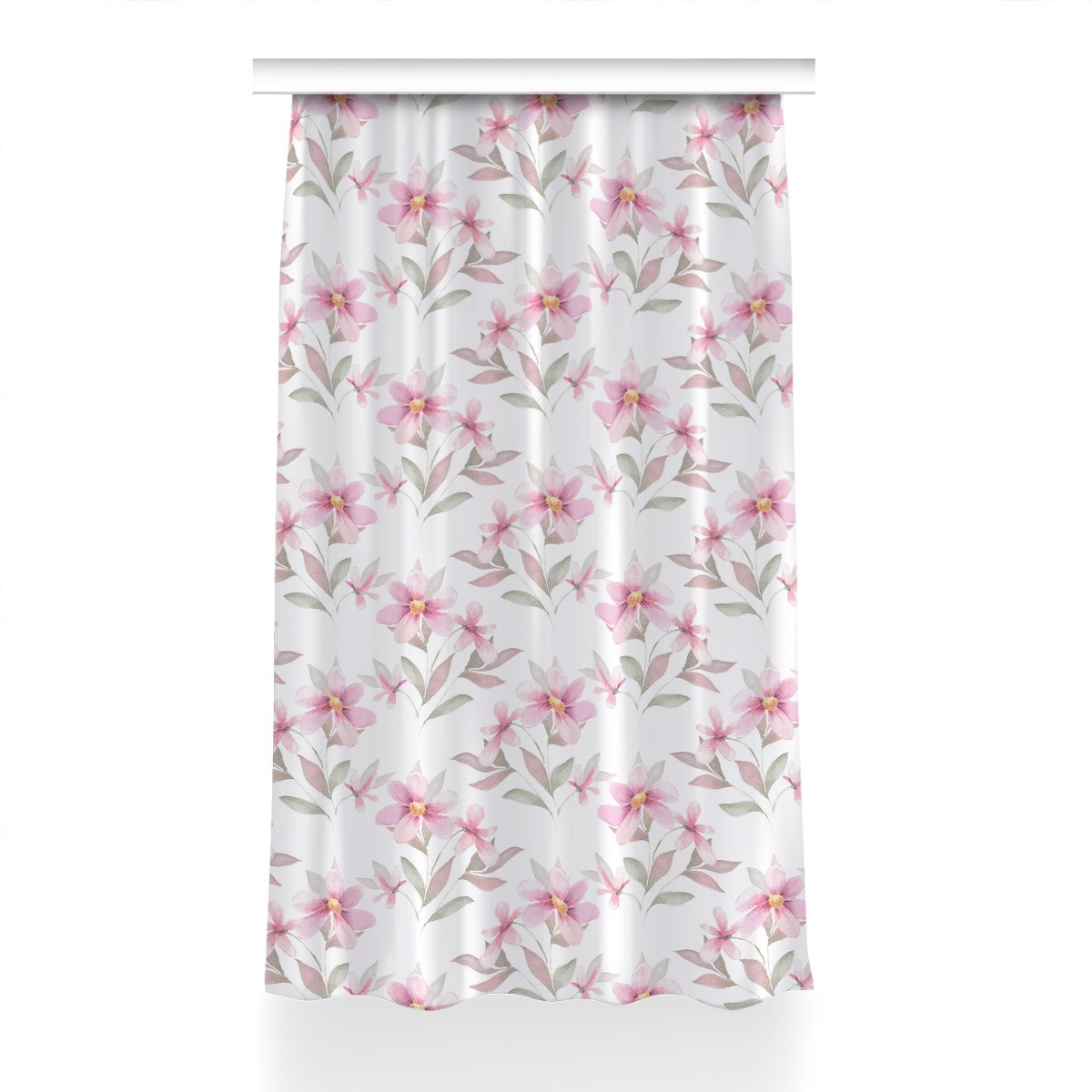 Zasłona z nadrukiem gotowa 150x230 Różowe kwiaty, Fabricsy