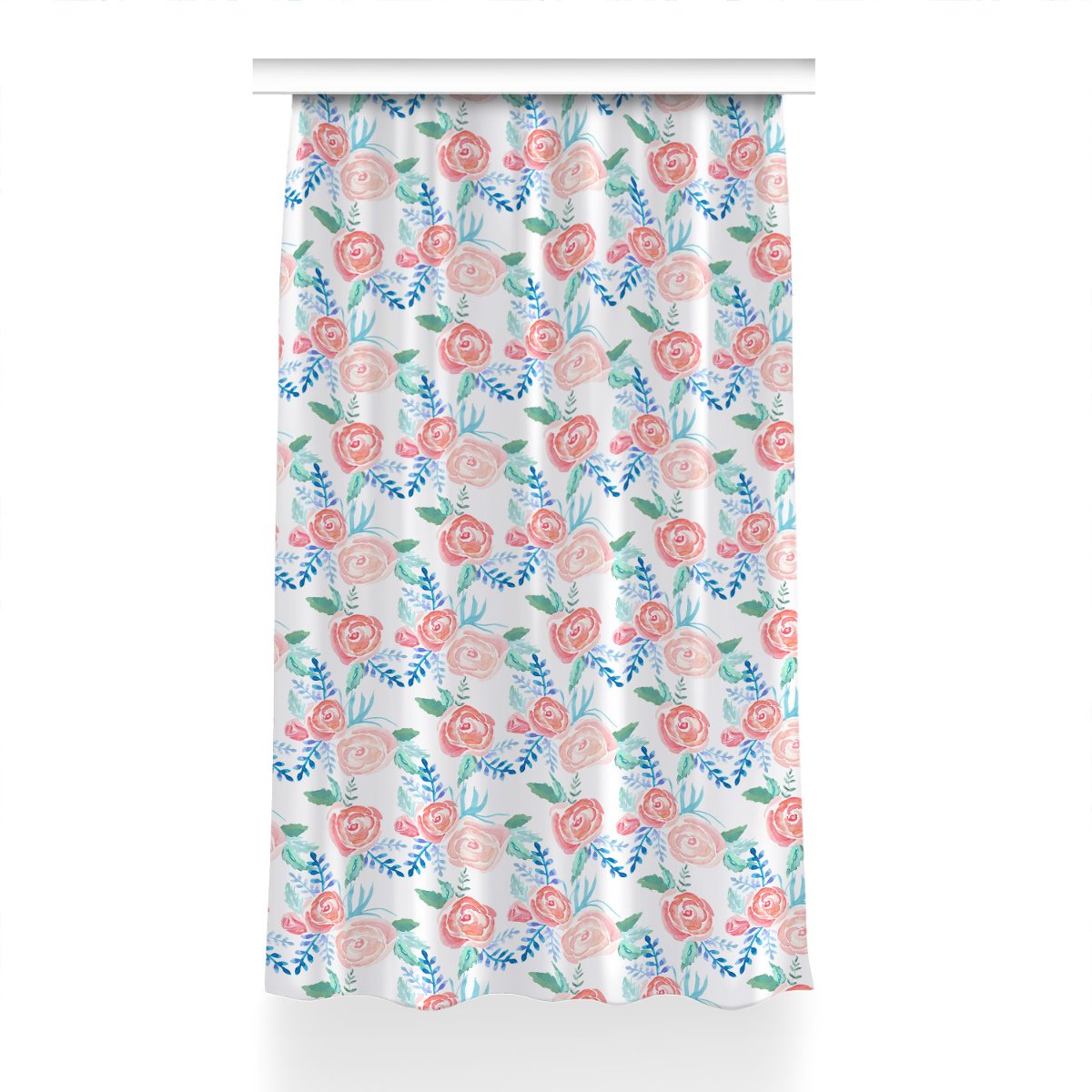 Gotowa zasłona na taśmę dekor 150x230 Jasne kwiaty, Fabricsy