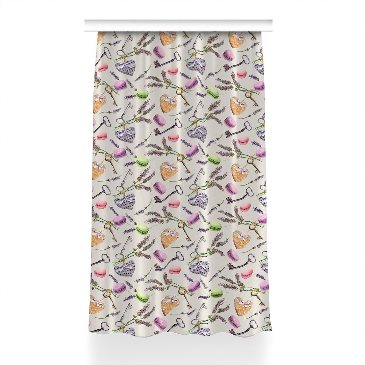 Zasłona z grafiką kolory 150x230 Serca i pierniki, Fabricsy