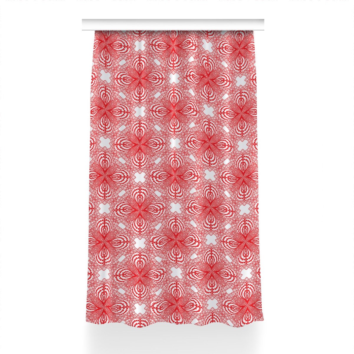 Gotowa zasłona do pokoju 150x230 Czerwona koronka, Fabricsy