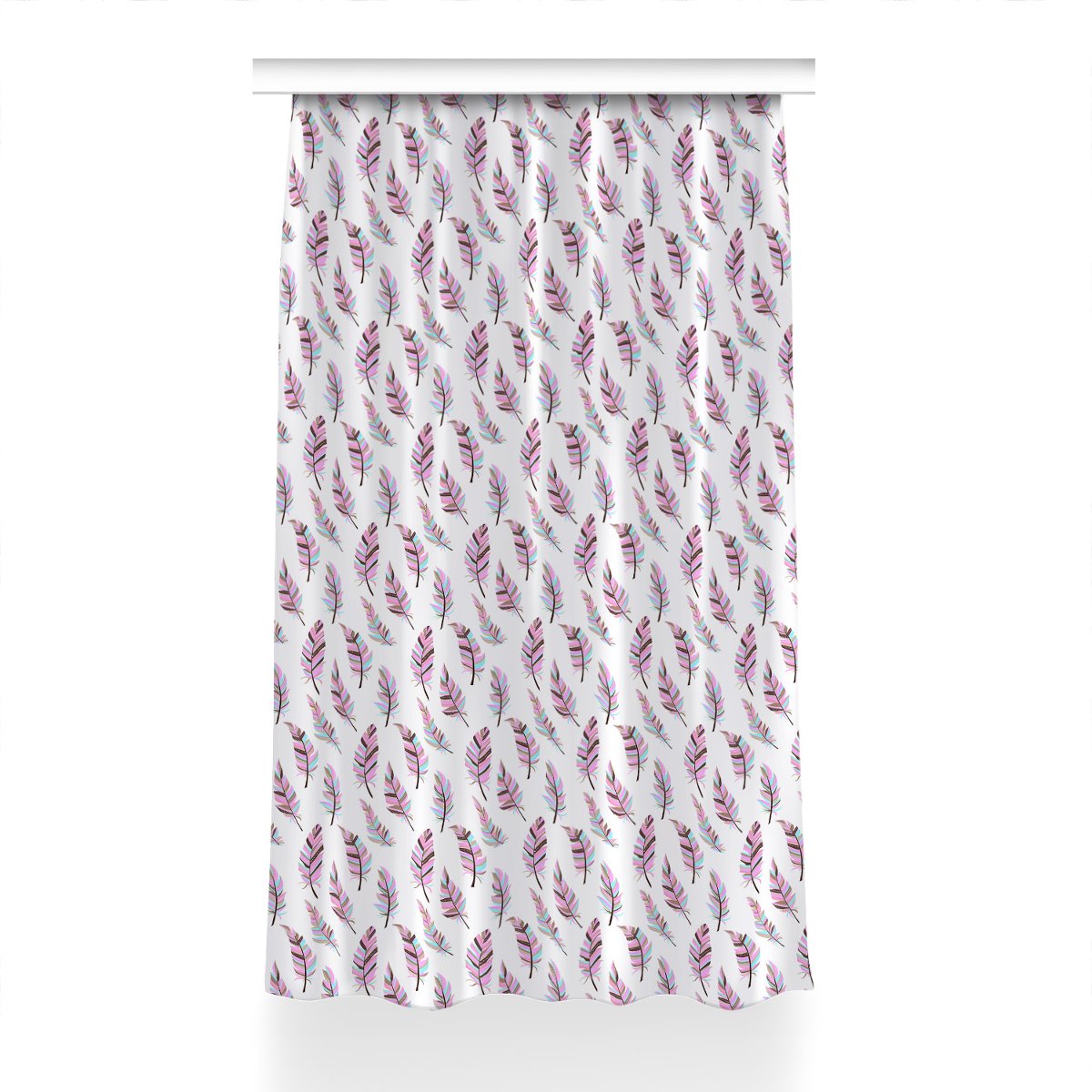 Kolorowa zasłona z nadrukiem 150x230 Pióra różowe, Fabricsy