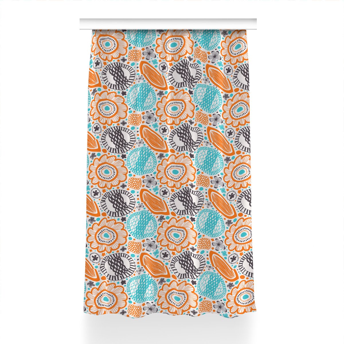 Zasłona z grafiką kolory 150x230 Pastelowe kwiaty, Fabricsy