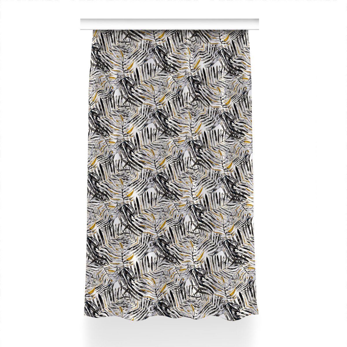 Zasłona z grafiką gotowa 150x230 cm Czarne liście, Fabricsy