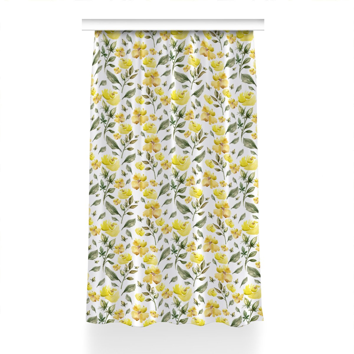 Gotowa zasłona na taśmę wzór 150x230 Żółte kwiaty, Fabricsy