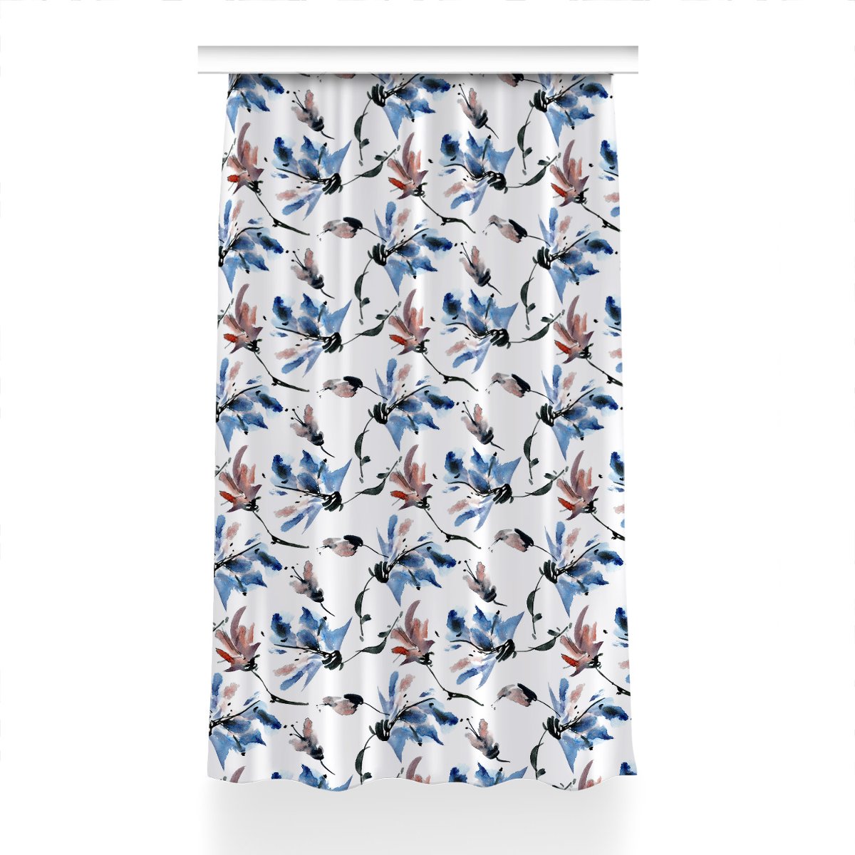 Gotowa zasłona z grafiką 150x230 Akwarela kwiaty, Fabricsy