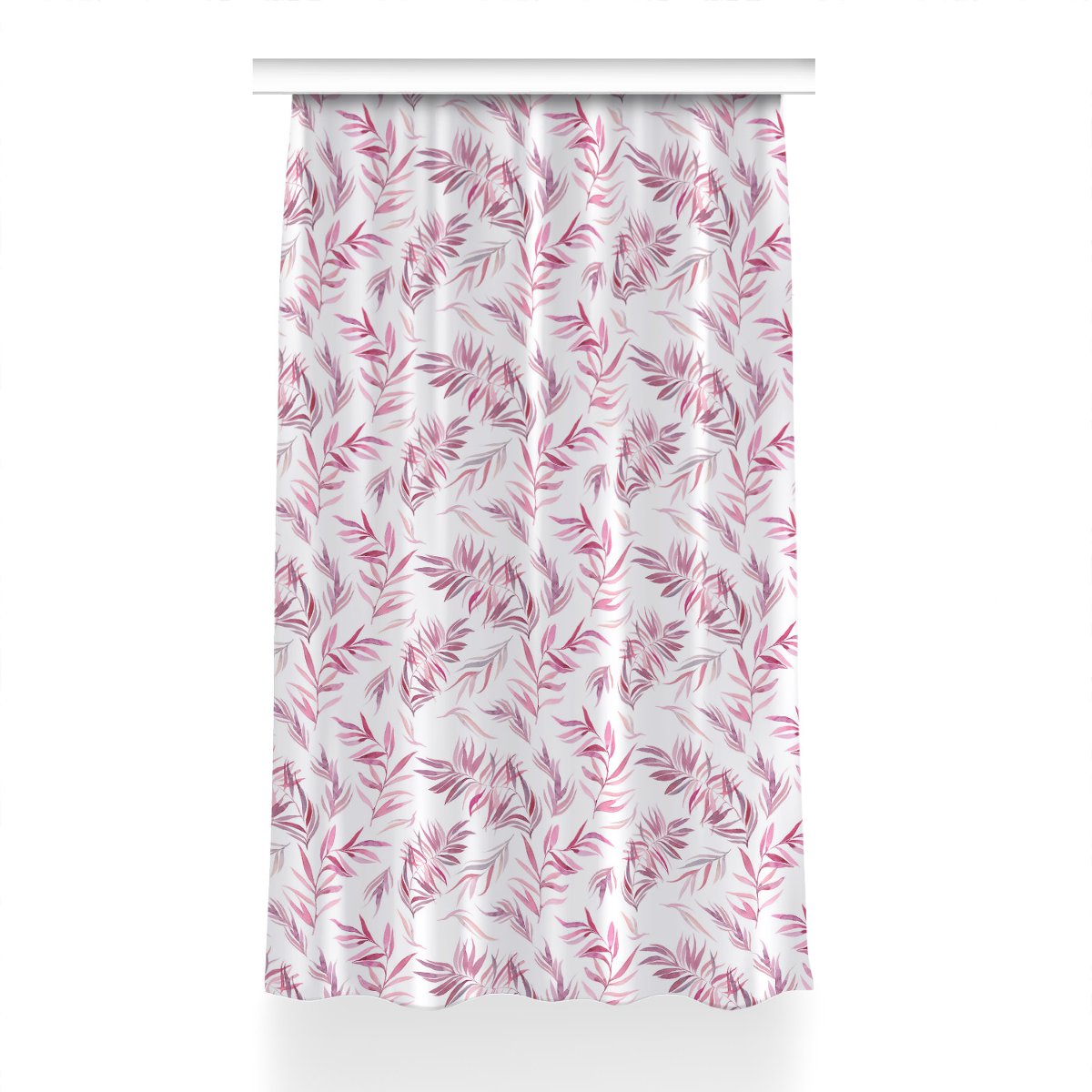 Kolorowa zasłona z nadrukiem 150x230 Różowe liście, Fabricsy