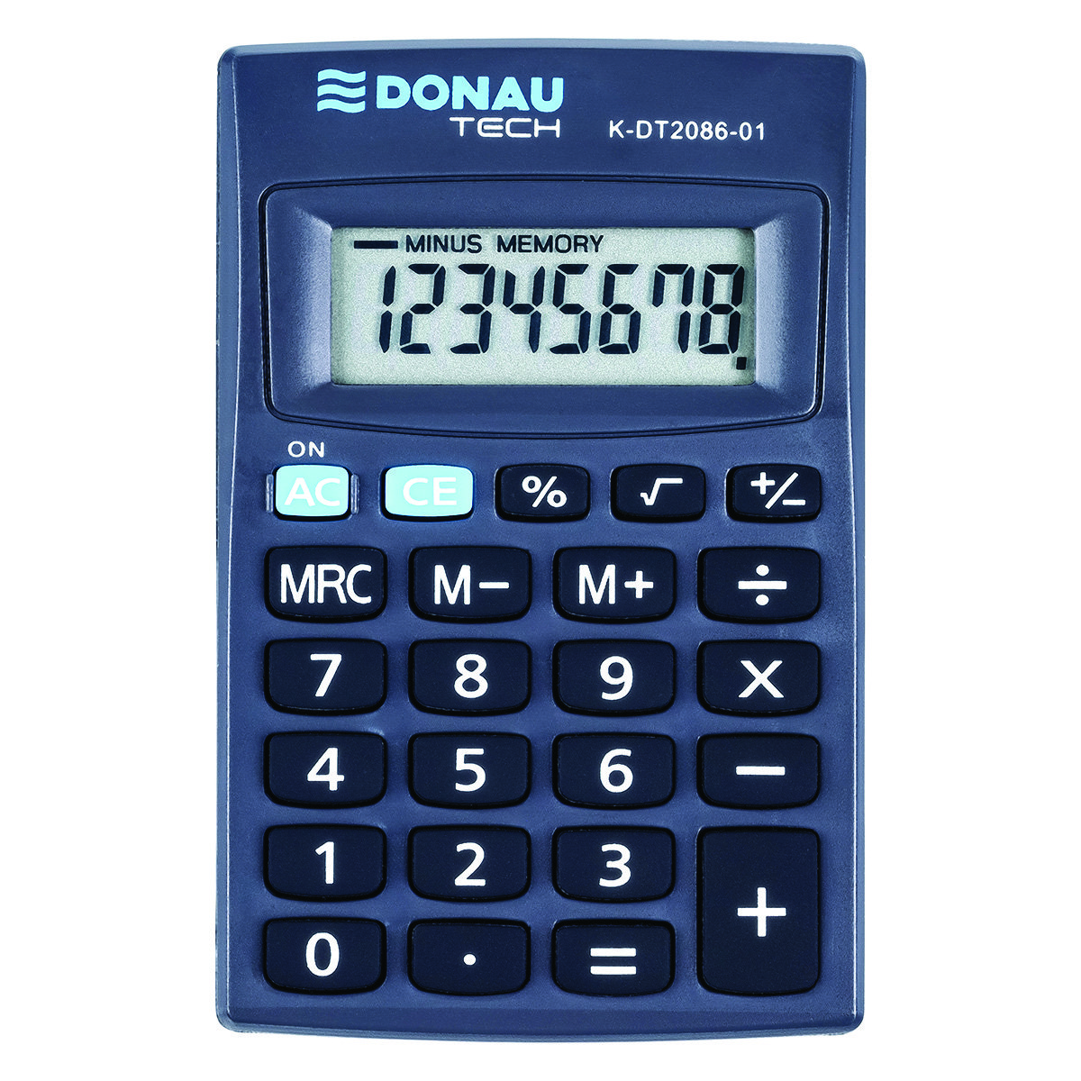 Kalkulator kieszonkowy 8 pozycyjny DONAU TECH K-DT2086-01 127x104x8mm czarny /K-DT2086-01/ DN1182