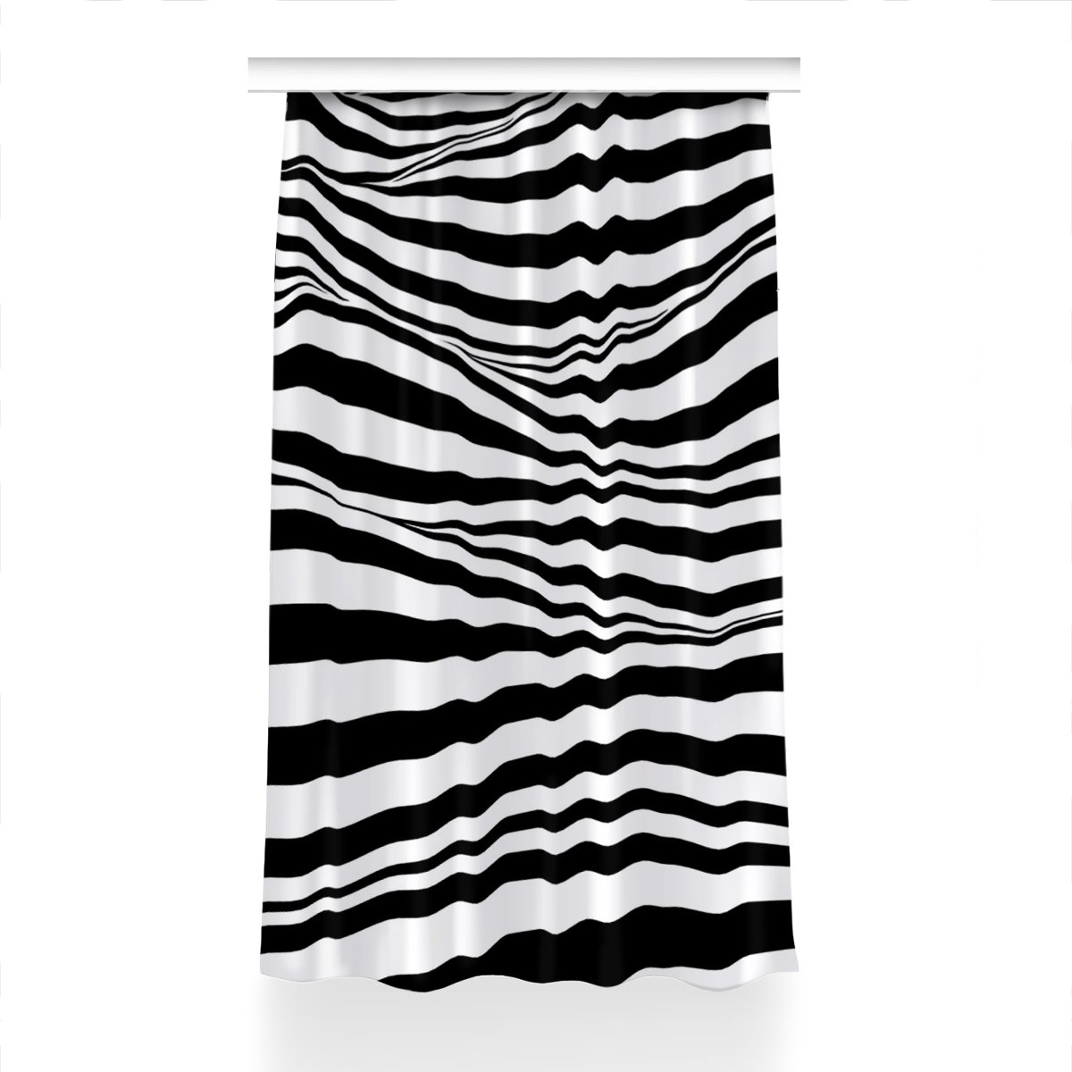 Gotowa zasłona na kółka Czarno-białe fale 150x240, Fabricsy