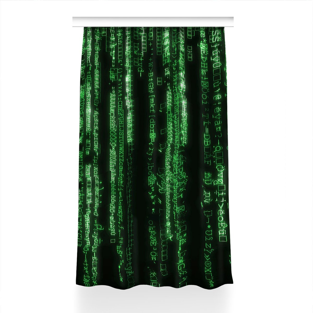 Gotowa zasłona z grafiką Zielone znaki 150x240 cm, Fabricsy