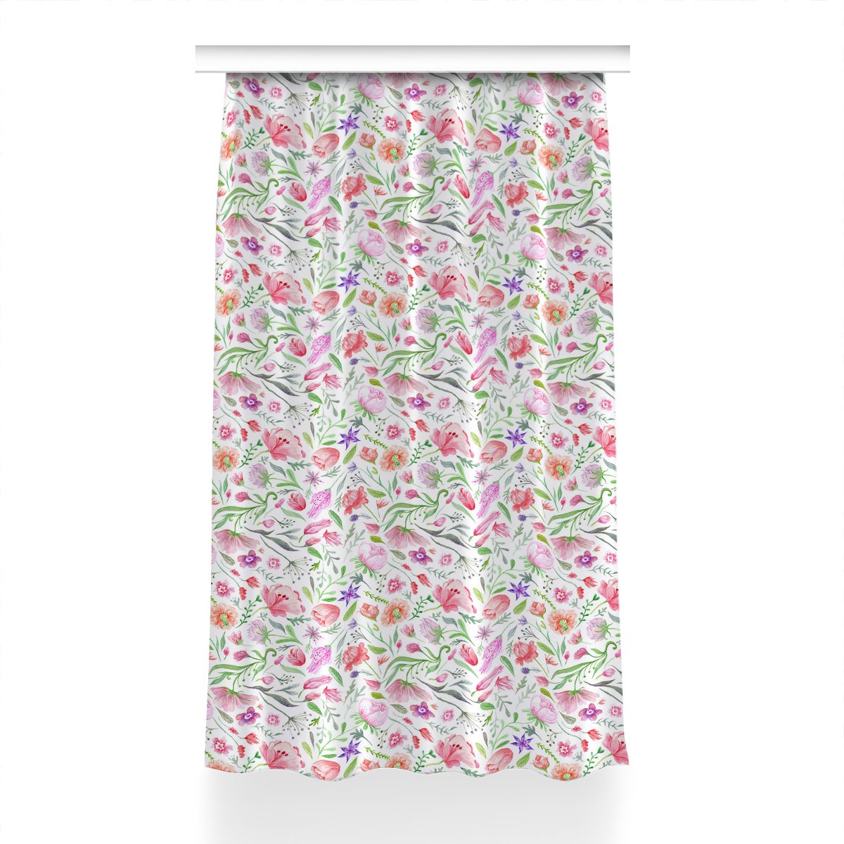 Zasłona z grafiką kolory Malowane kwiaty 150x240, Fabricsy