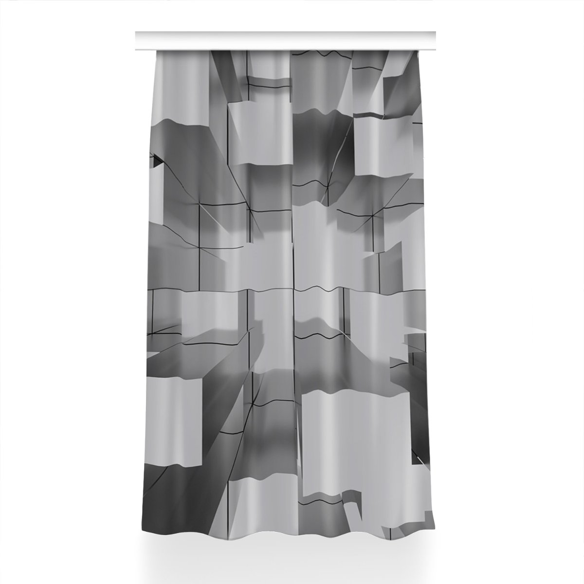 Gotowa zasłona z grafiką Szare kafle wzór 150x240, Fabricsy