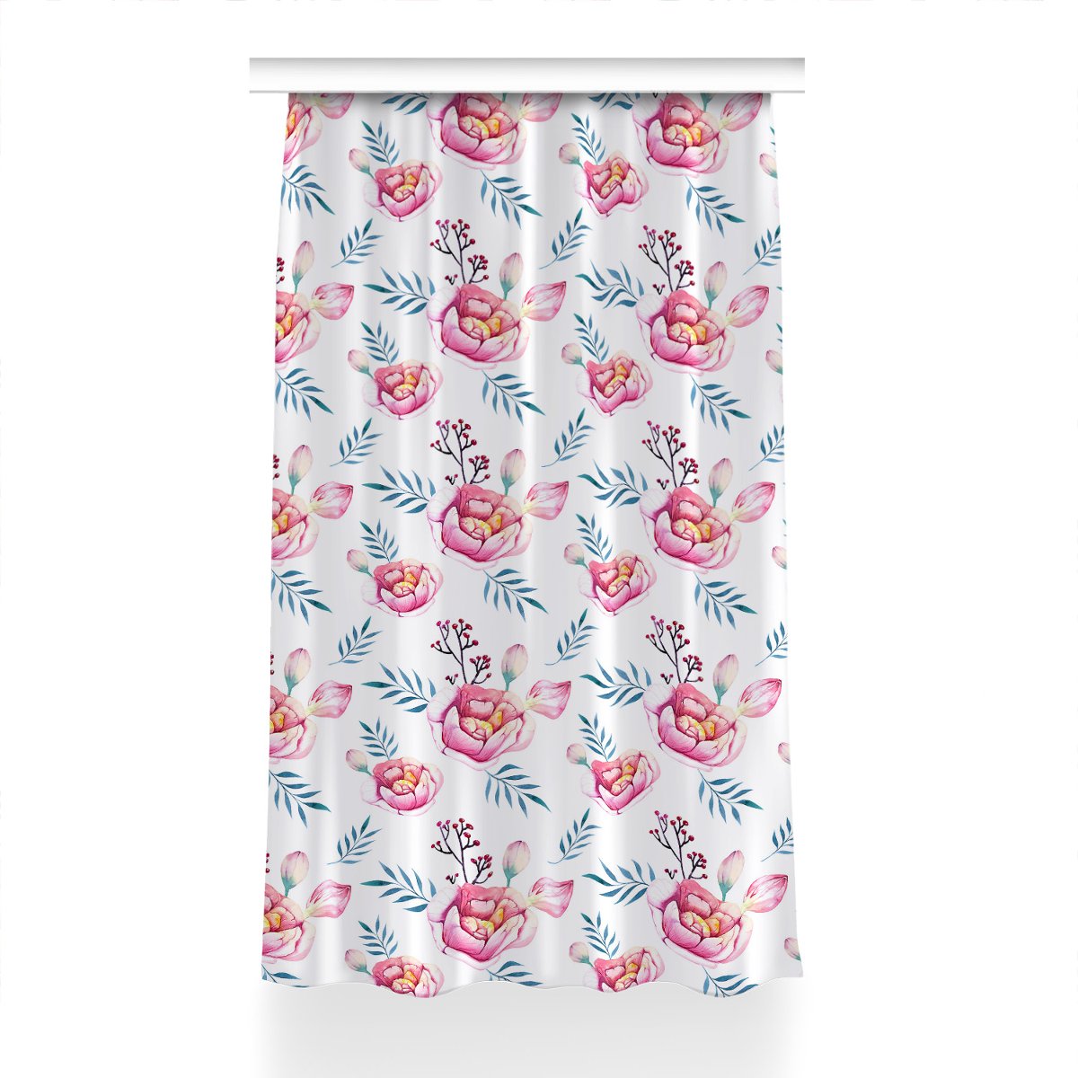 Gotowa zasłona z grafiką Kwiaty do pokoju 150x240, Fabricsy