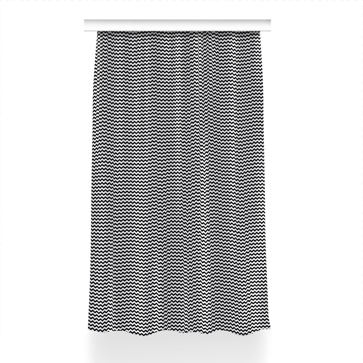 Gotowa zasłona na kółka Czarny szlaczek 150x240 cm, Fabricsy