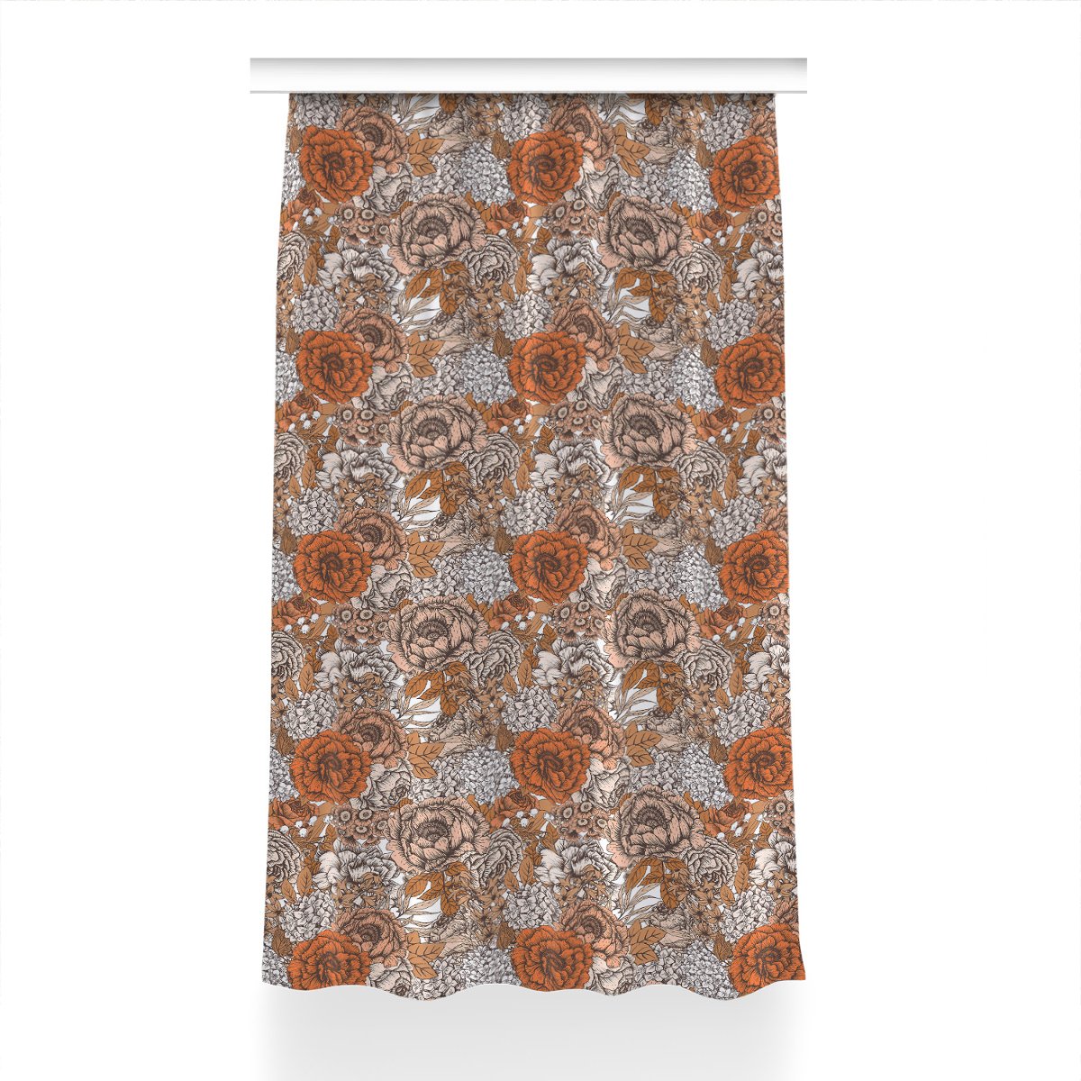 Klasyczna zasłona kolory Pomarańczowe róże 150x240, Fabricsy