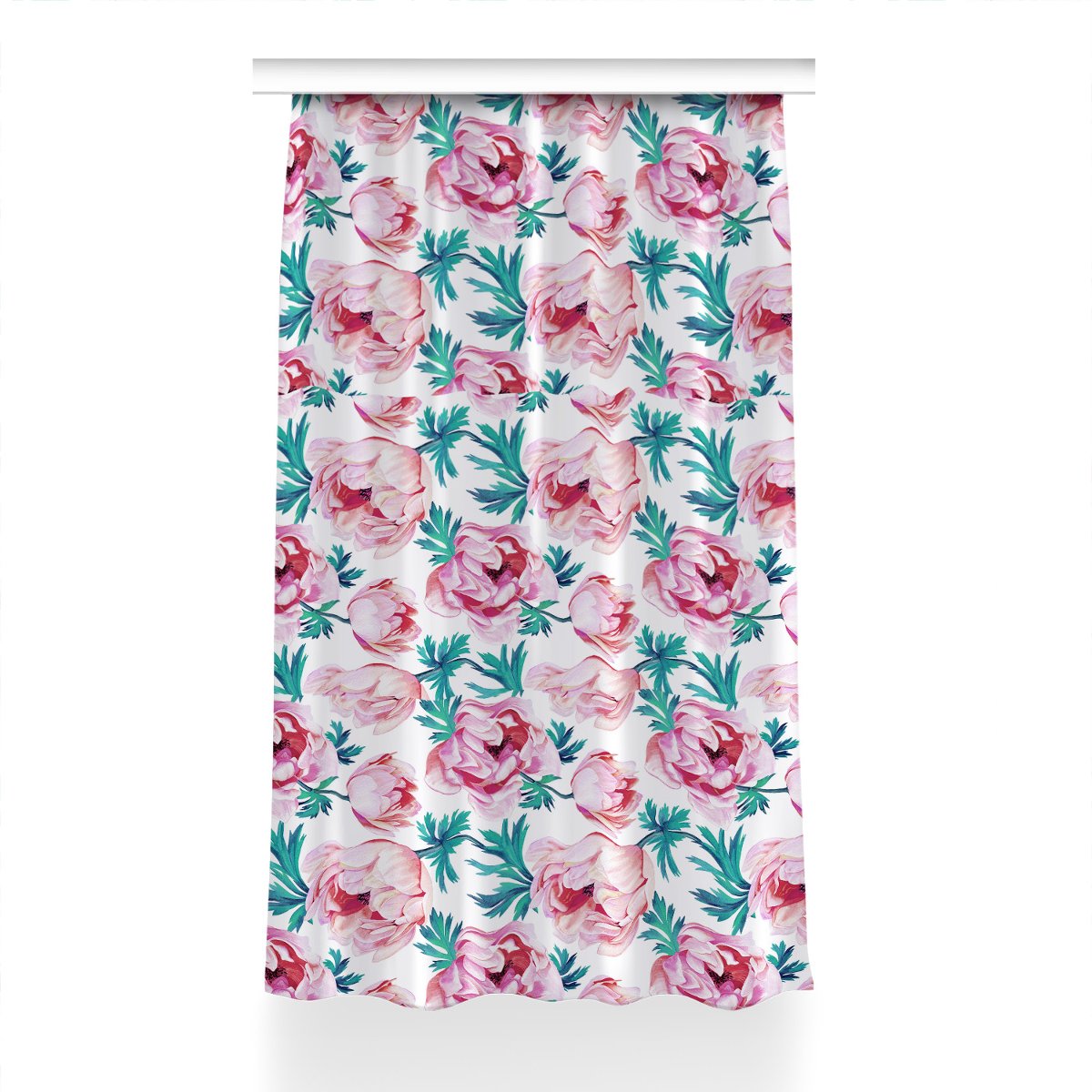 Gotowa zasłona na kółka Kwiat maku wzór 150x240 cm, Fabricsy