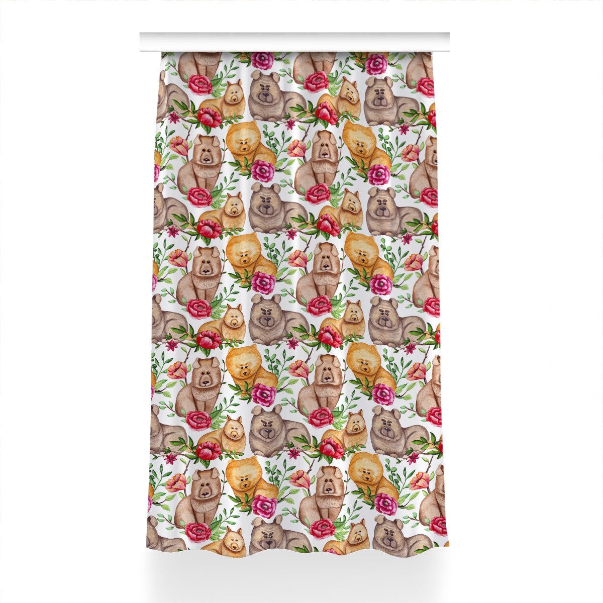 Klasyczna zasłona kolory Chow Chow psy 150x240 cm, Fabricsy