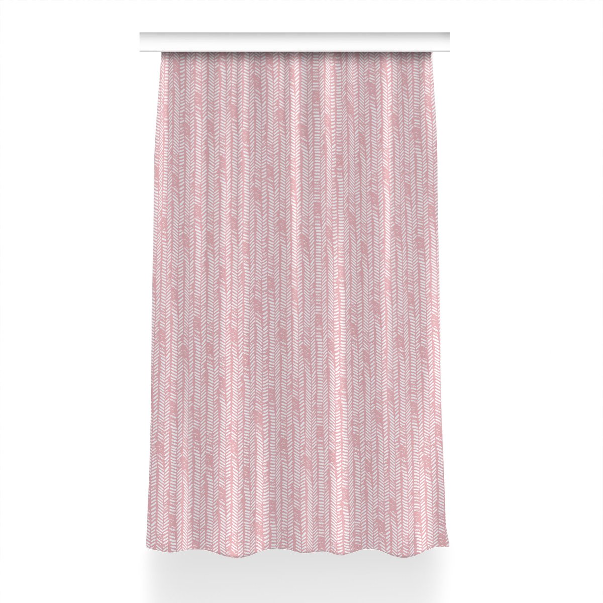 Gotowa zasłona na kółka Różowa jodełka 150x240 cm, Fabricsy