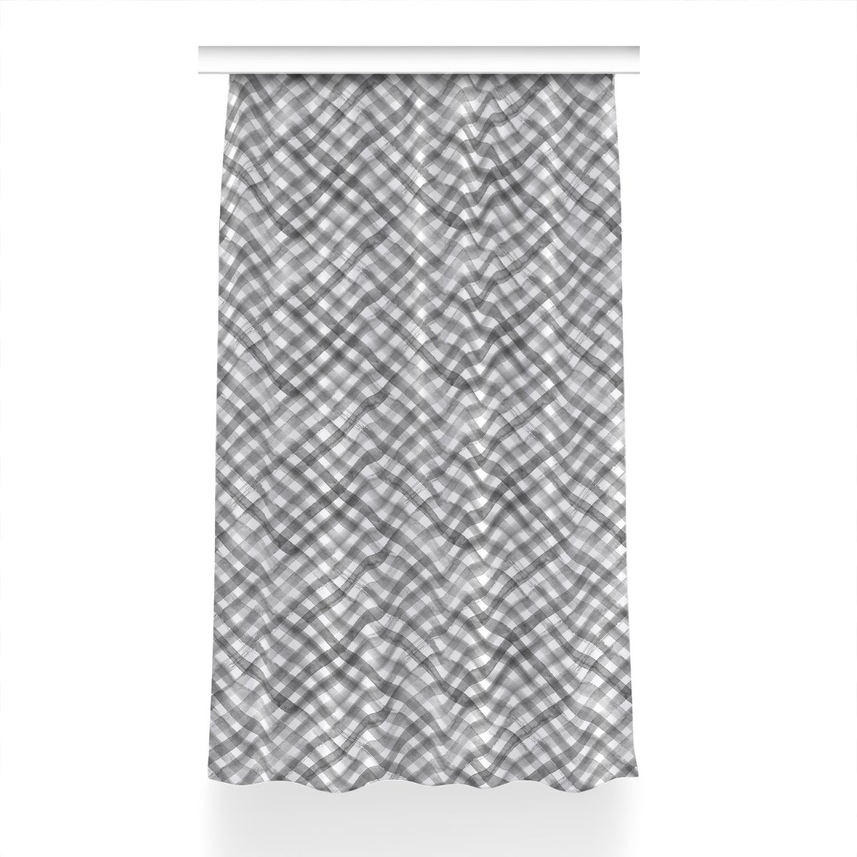 Klasyczna zasłona z nadrukiem Szara krata 150x240, Fabricsy
