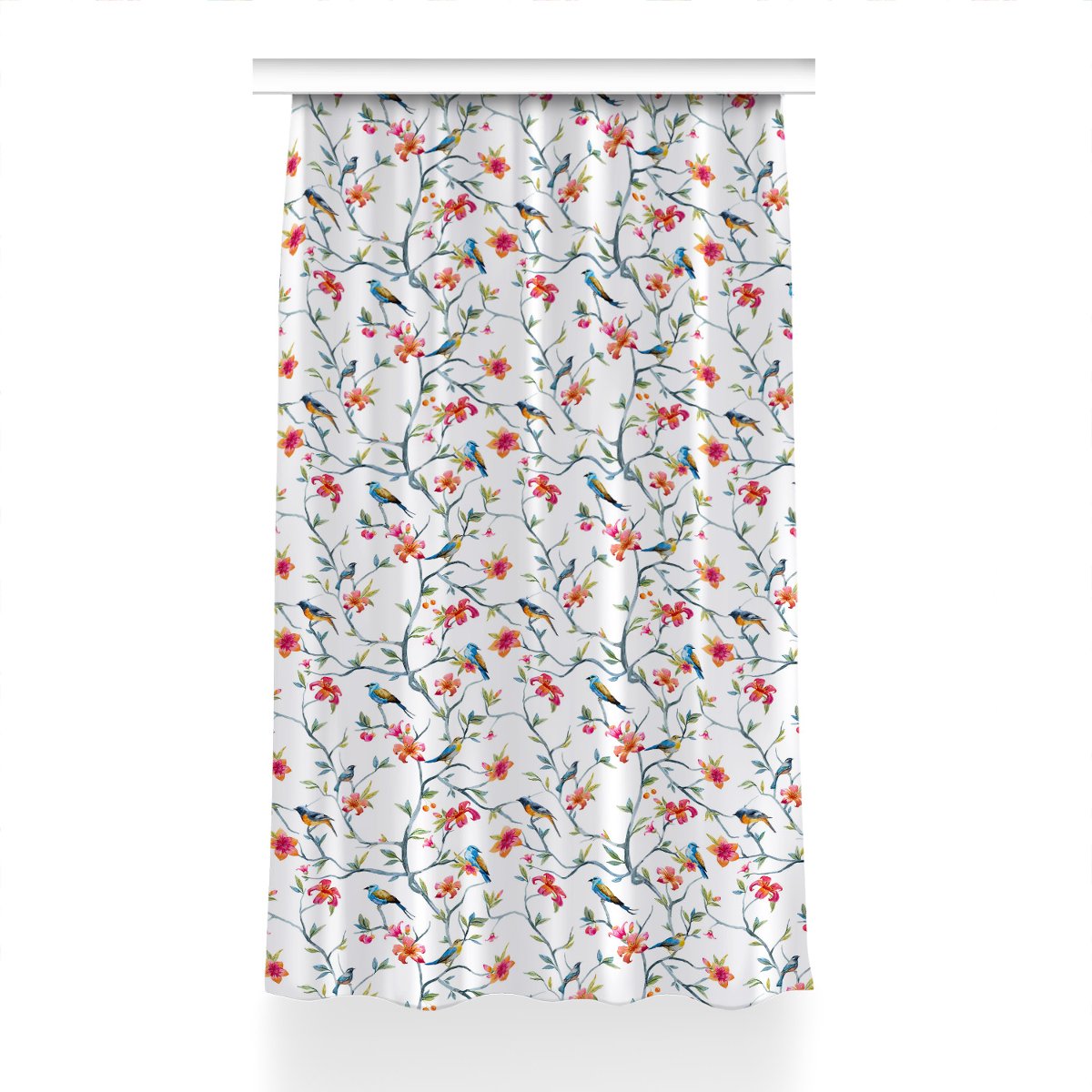 Gotowa zasłona na kółka Ptaki na gałęziach 150x240, Fabricsy