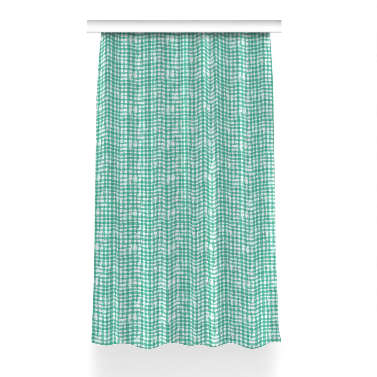 Gotowa zasłona z nadrukiem Zielona krata 150x240, Fabricsy
