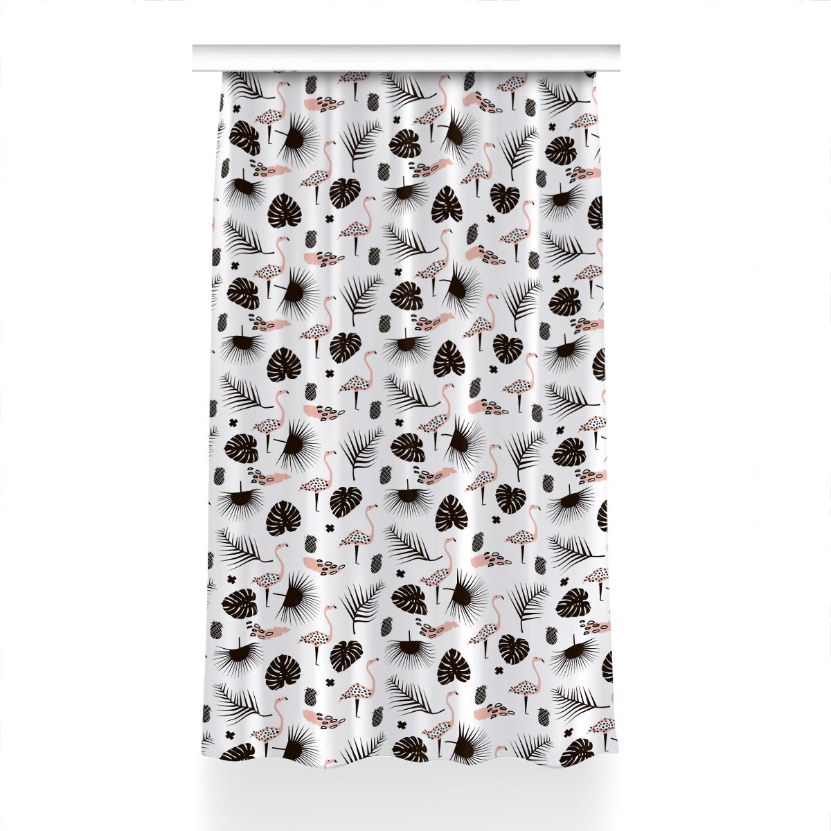 Gotowa zasłona na kółka Liście i flamingi 150x240, Fabricsy