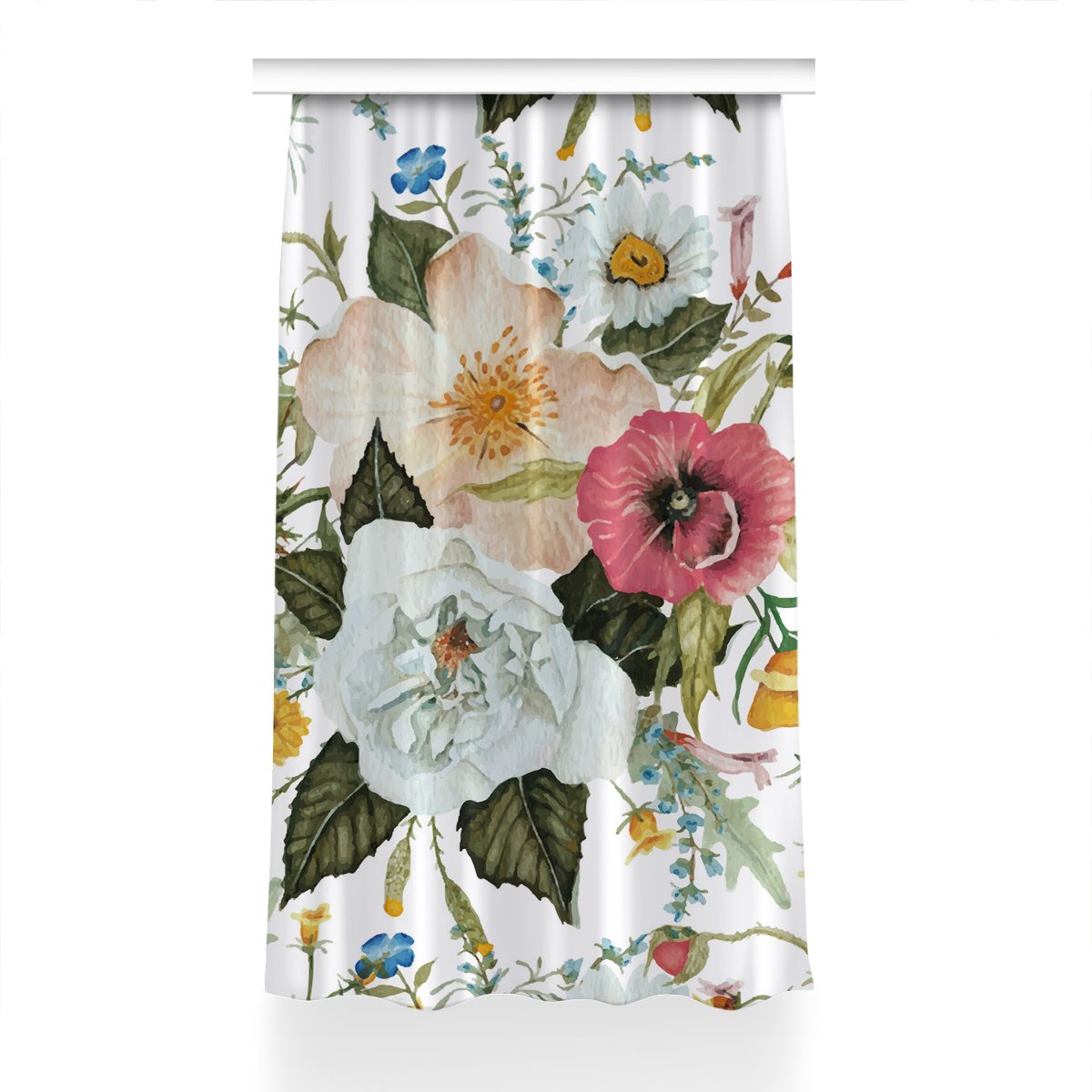 Gotowa zasłona na kółka Polny bukiet wzór 150x240, Fabricsy