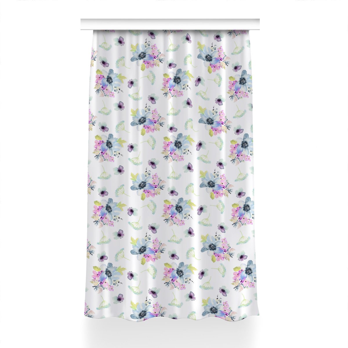 Gotowa zasłona z grafiką Purpurowe kwiaty 150x240, Fabricsy