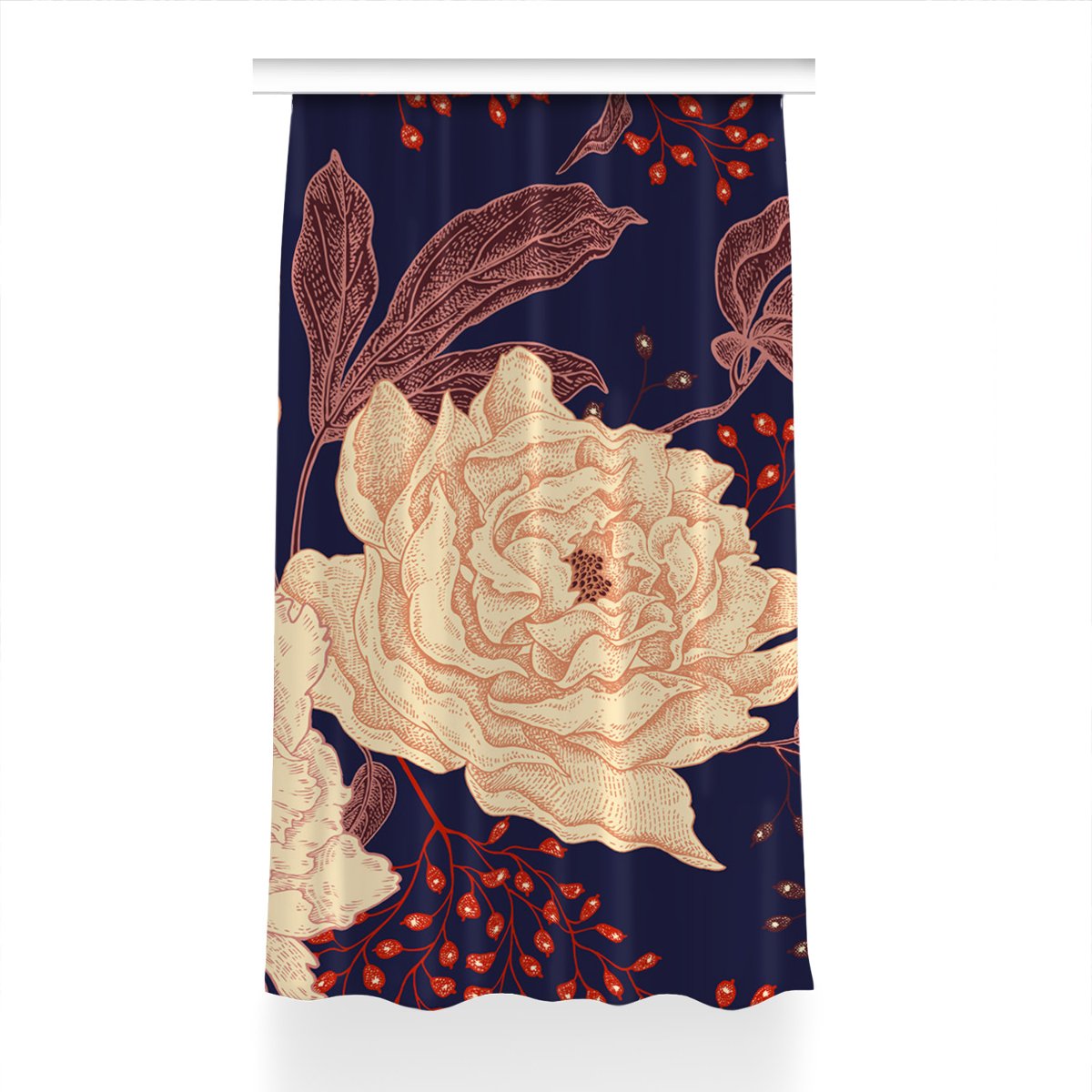 Klasyczna zasłona kolory Róża z jarzębiną 150x240, Fabricsy