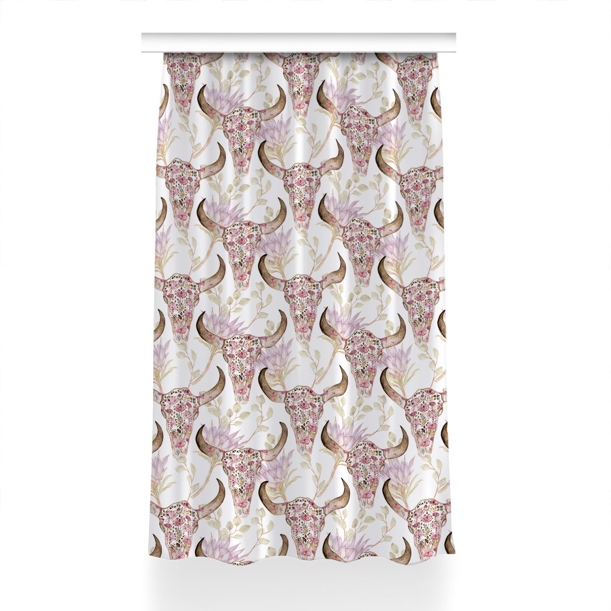 Gotowa zasłona na kółka Czaszka w kwiaty 150x240, Fabricsy