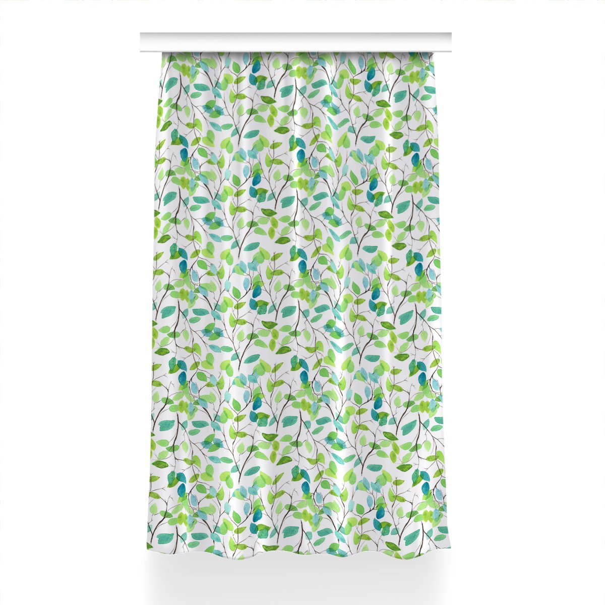 Gotowa zasłona z nadrukiem Zielone gałązki 150x240, Fabricsy