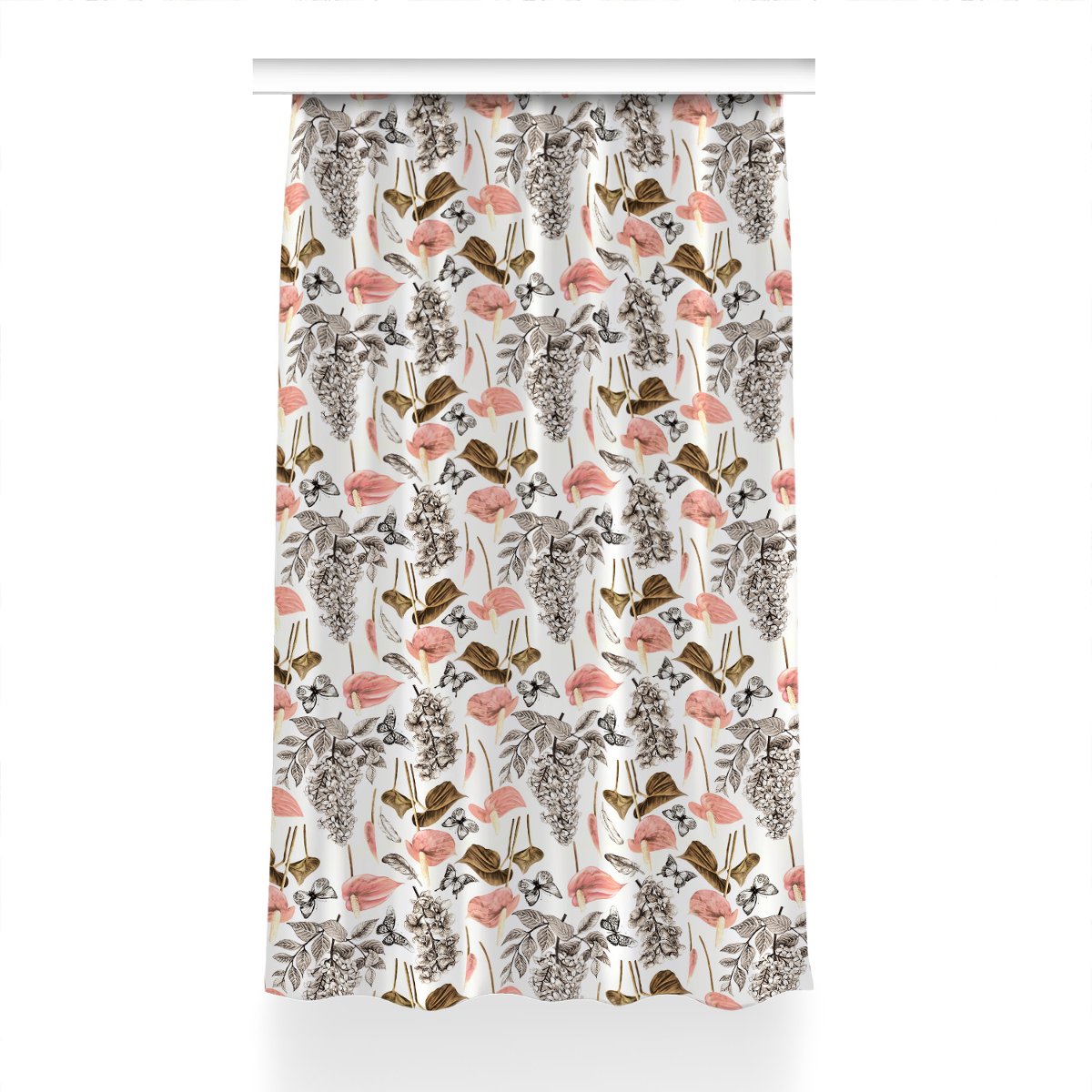 Klasyczna zasłona kolory 150x240 Kwiaty i motyle, Fabricsy