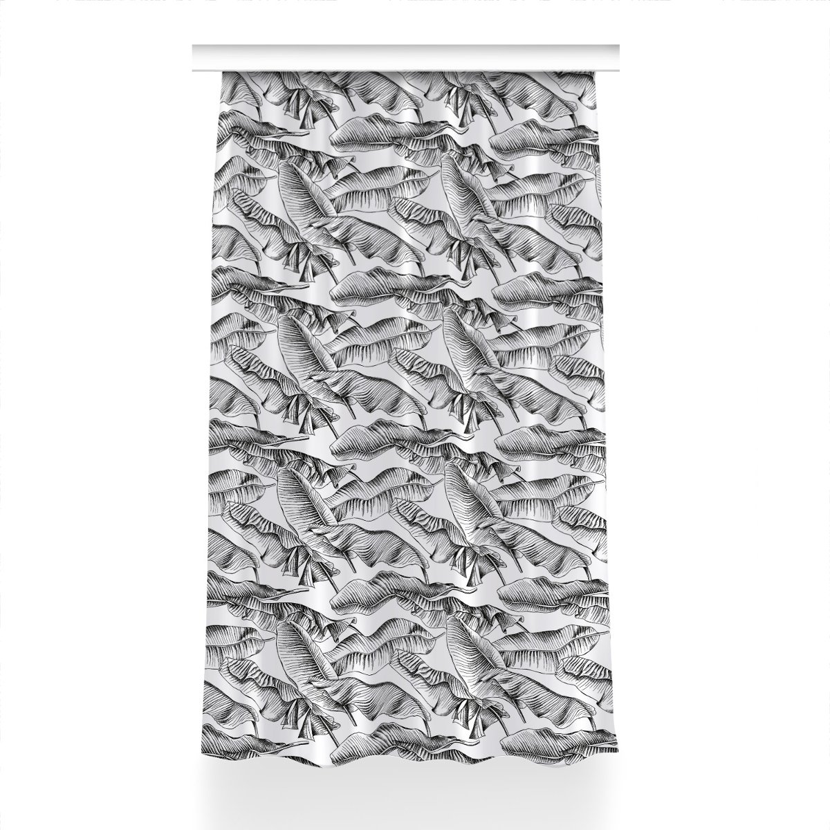 Zasłona z grafiką gotowa 150x240 cm Czarne liście, Fabricsy