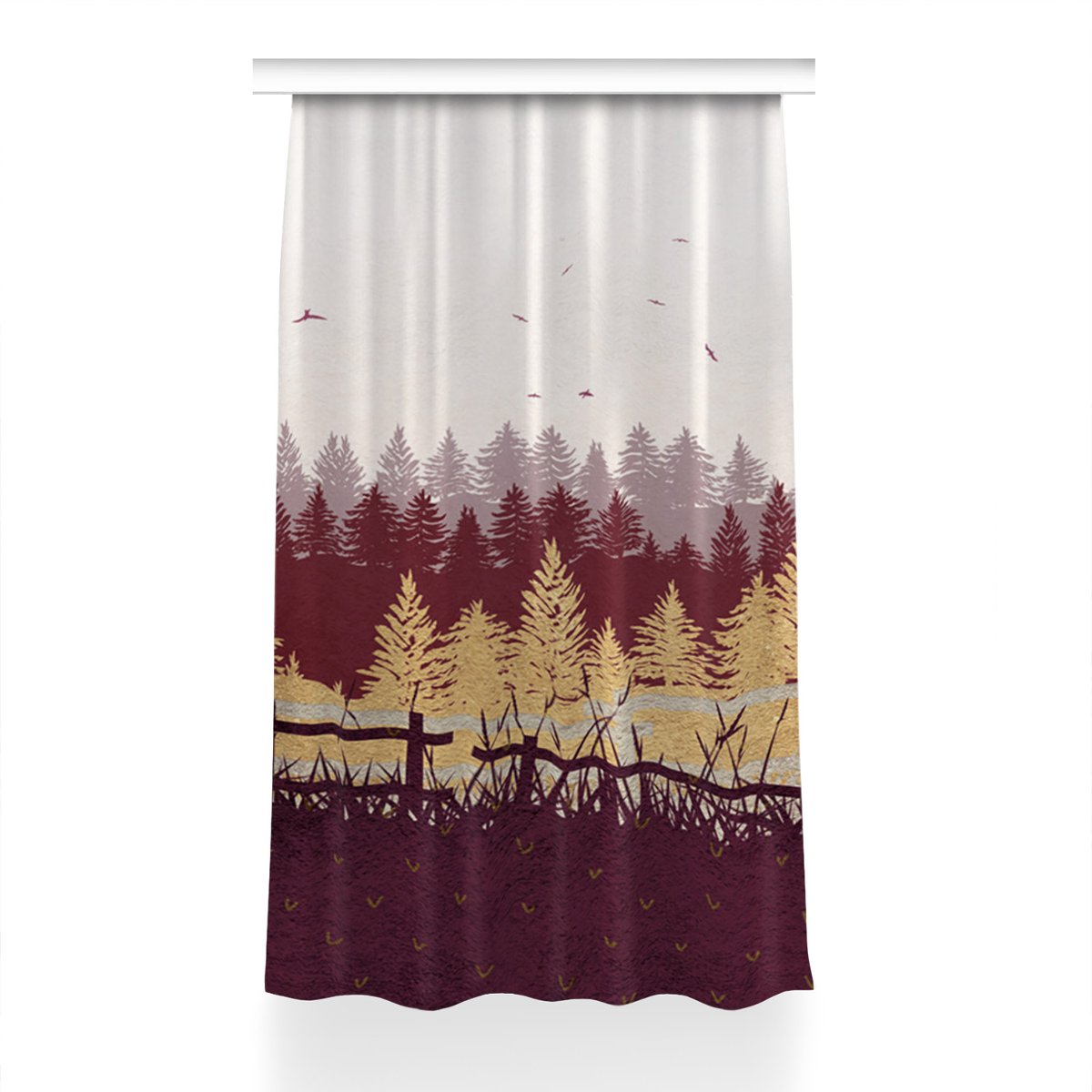 Klasyczna zasłona kolory dekor 150x240 Jesień Las, Fabricsy