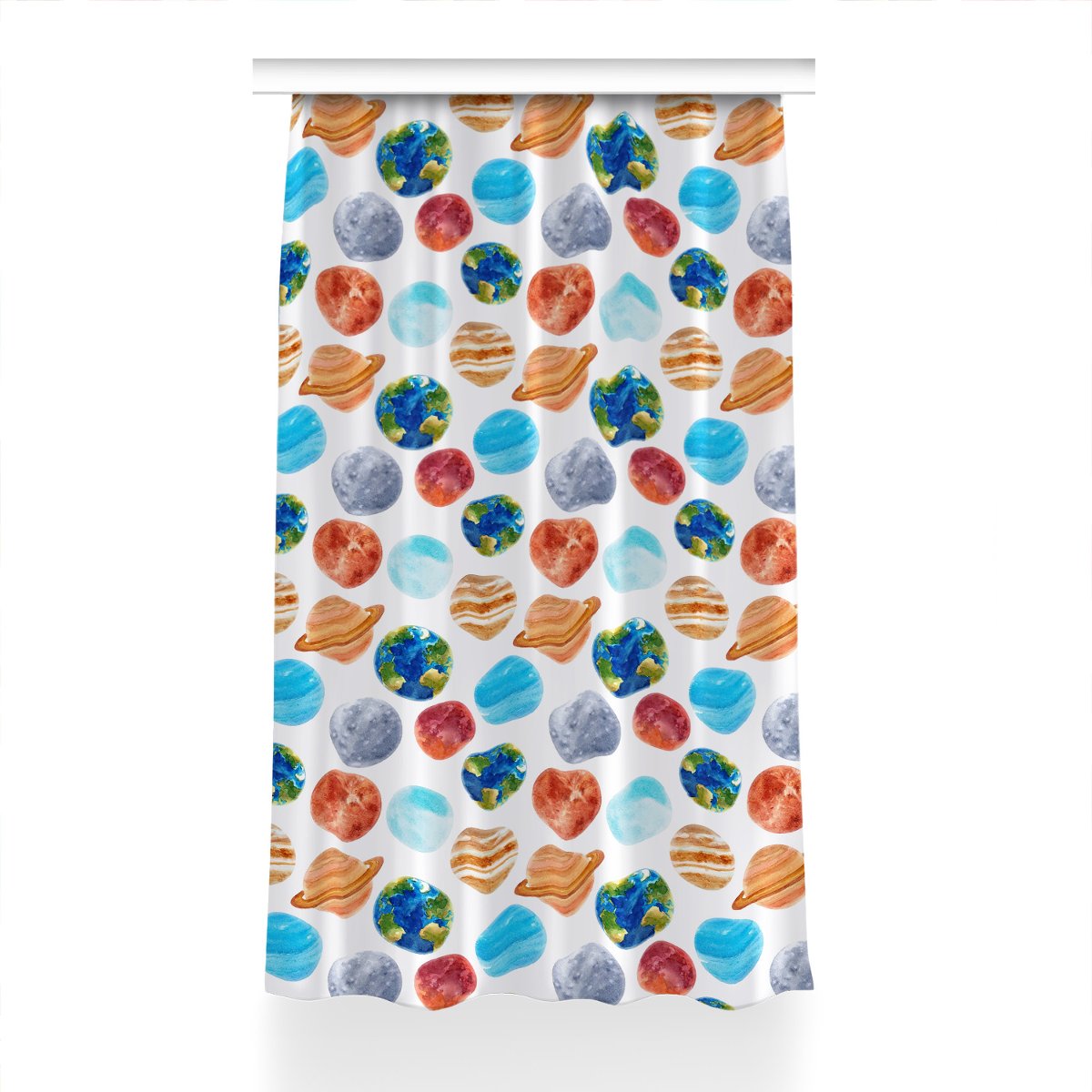 Gotowa zasłona na taśmę 150x240 Kolorowe planety, Fabricsy